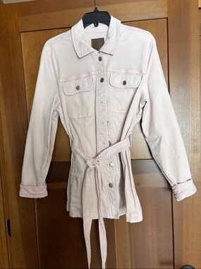Maurices Soft Light Pink Belted Denim Jacket